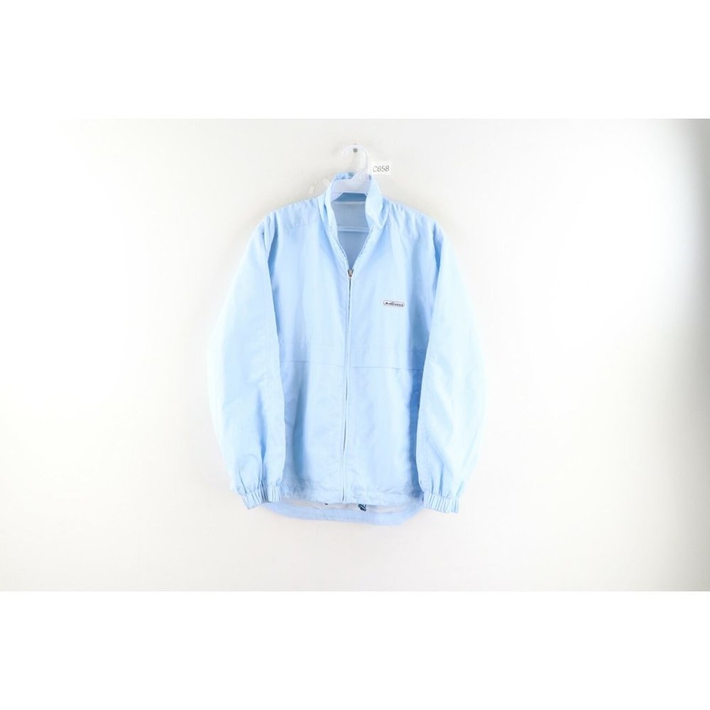 Vintage 90s Ellesse Mens Medium Spell Out Lined Windbreaker Jacket Carolina Blue